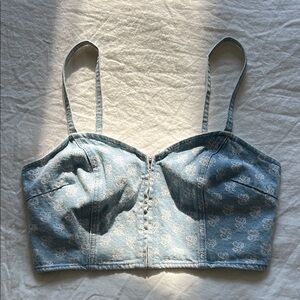 ✨ OBEY DENIM ZIP BUSTIER CROP TOP SZ M